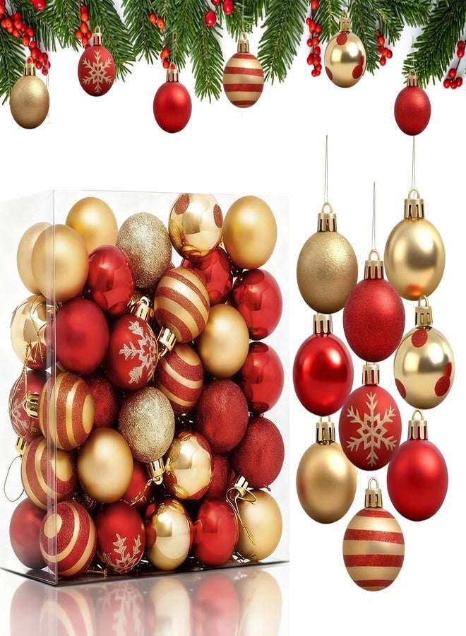 Deritec Christmas Ball Ornaments 50pcs Christmas Tree Ball Shatterproof Christmas Hanging Balls Decorations 1.57'' Plastic Baubles Red and Gold Xmas Balls for Christmas Holiday Party Wedding Home Decor - Image 1